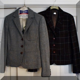 H10. J. Crew ladies' brown and grey jackets. Brown is Size 6. Gray is Size 4. - $20 each